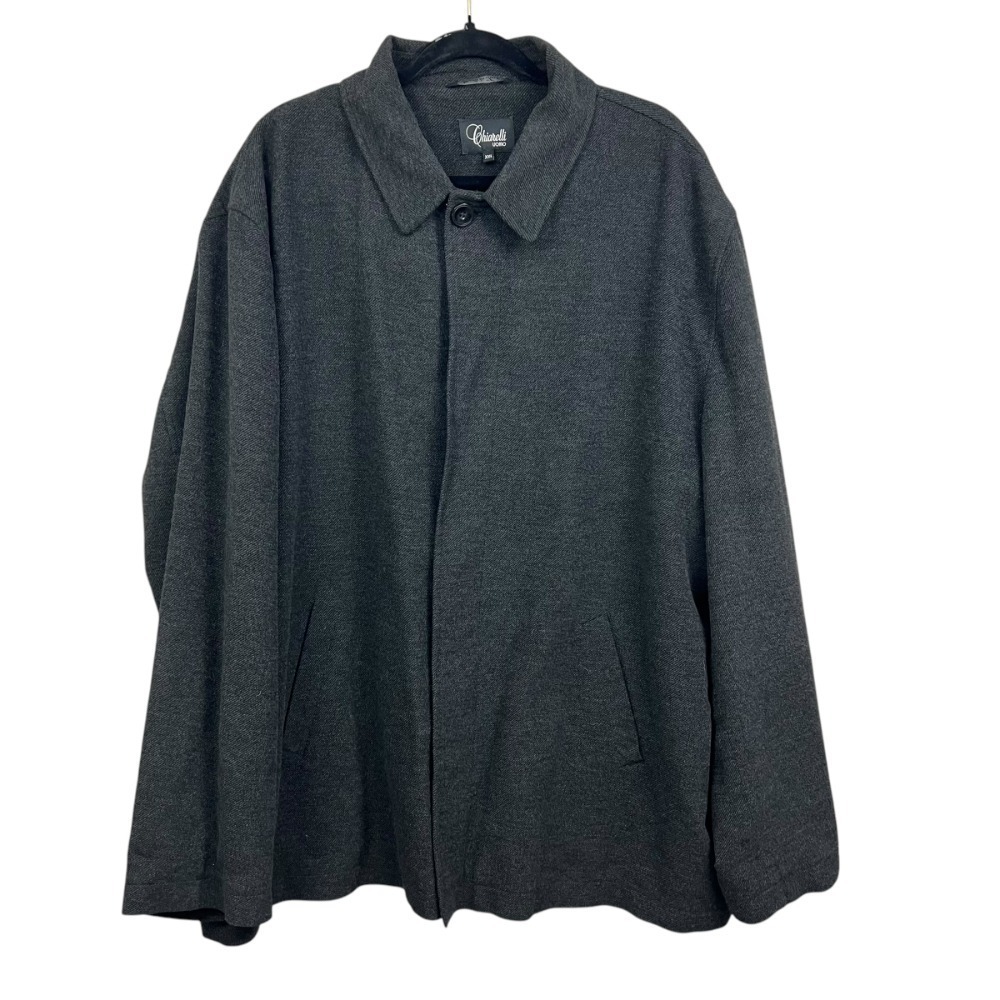Chiarelli Uomo Mens Twill Car Coat Overcoat Button Pockets Charcoal Gray Sz XXL‎